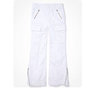 American Eagle White low rise baggy flare cargo pants